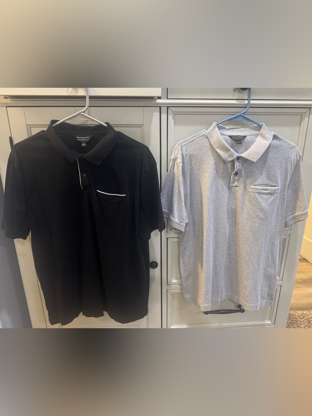 2 for 1 DEAL- Banana Republic Men's Polo Pack — Black & Light Gray